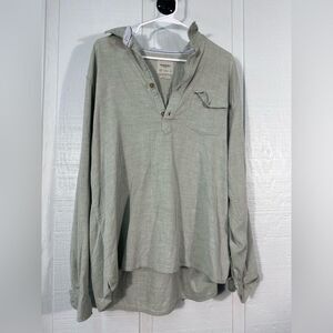 Springfield Men’s 1/4 Button Up Collared Green Long Sleeve Shirt  Size 2X EUC